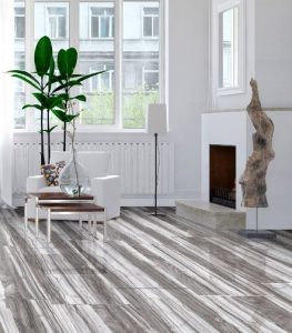Dexwood pressed porcelain tile is available in a grey or brown color.