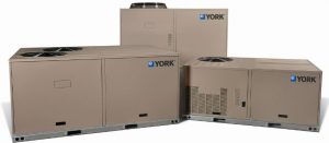York Direct Fit rooftop replacement solution includes 10-ton XX packaged heat pumps and 3- to 5-ton ZQ 14 SEER air conditioning units.