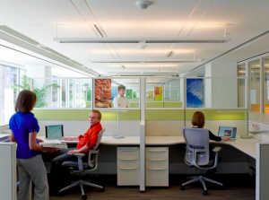 The reduction in plug load power at USGBC’s headquarters is greatly attributed to the utilization of more than 90 percent Energy Star equipment throughout the space, as well as occupancy controls in workstations, allowing laptops to power down when not in use. Photo: Eric Laignel Photography