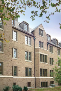 The University of Notre Dame campus’s historic Farley Hall renovation mimics the original windows’ sightlines. Photo courtesy of Wausau Window and Wall Systems