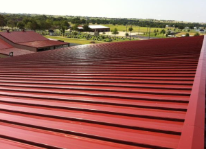 D.K. Haney Construction Inc. chose a 24-gauge EM200S standing-seam metal system in colonial red. 