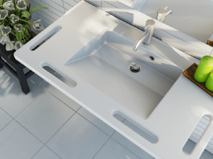 The new MATRIX family of wash basins from Pressalit Care features built-in grab handles.