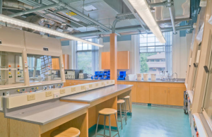 Using the building perimeter for labs and the interior for support spaces is often the best strategy if the retrofit plan allows. This will maximize daylight in the most frequently occupied spaces as shown in Pearson Michael Chemistry Laboratory.