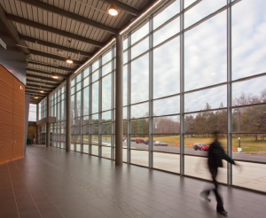 Trumbull High School Auditorium with curtainwall from Technical Glass Products