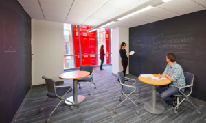 Several of HDR’s projects address privacy concerns by incorporating a variety of spaces for focused work and quiet reflection as seen in  the  University of Maryland, Physical Sciences Complex, College Park.