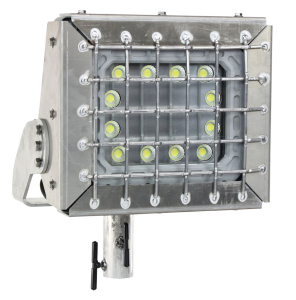 The EPL-PT-150LED-RT pole-top slip-fit mount explosion-proof LED light from Larson Electronics features an adjustable swivel bracket constructed of 3/8-inch aluminum that allows 270 degrees of adjustment and is attached to a slip-fit yoke for easy installation.