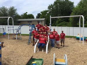 Several employees from EYE Lighting International assisted in making improvements for the residents at Forbes House in Mentor during the annual United Way of Lake County Day of Caring.