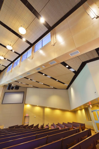 The Austin Chinese Church in Austin, Texas, selected Sound Seal's WoodTrends WoodGrill ceiling panels for their acoustical needs.