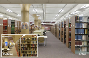 Power management company Eaton announced that its Neo-Ray Index light-emitting diode (LED) luminaires are helping to improve the lighting performance while lowering energy usage in the Gumberg Library at Duquesne University in Pittsburgh.