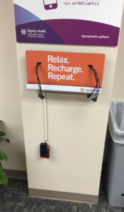 Dignity Health has integrated charging stations throughout its facilities. 