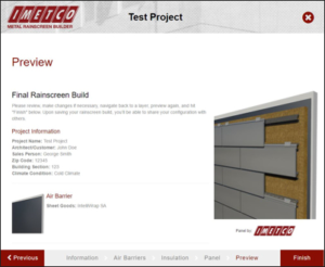 IMETCO's metal rainscreen builder app allows users to build a custom IntelliScreen rainscreen system step-by-step.