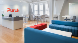 Purch was able to shift the reception area from being a gate between the office and guests to a lively center of social interaction and collaboration.
