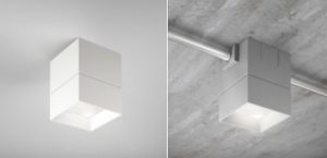 The design of BeveLED BLOCK encloses electrical connections in exposed ceilings, creating spaces with LED lighting. 