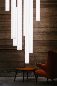 The linear pendants are designed to be clustered together to create a custom installation.