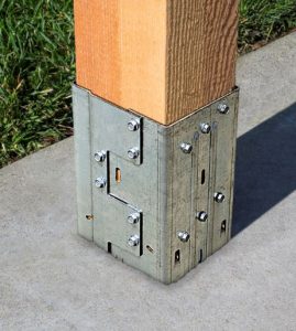 The MPBZ moment post base reduces the need for knee bracing and provides more design possibilities for outdoor structures.