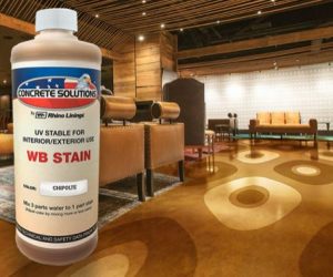 The water-based concrete stain is available in 26 colors.