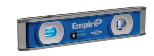 Empire’s UltraView LED Torpedo Level is equipped with a patent-pending system that utilizes dual ultraviolet LED lights that surround each vial for visibility.