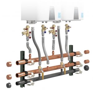 Ready-Link Manifold Kits save contractors time on multi-unit NPE Tankless Water Heater installations.