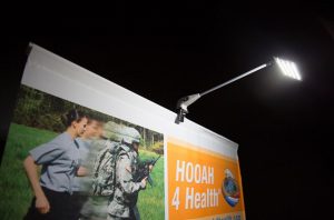 The banner lights have a 360-degree swiveling, tiltable head for directing illumination where it's needed.