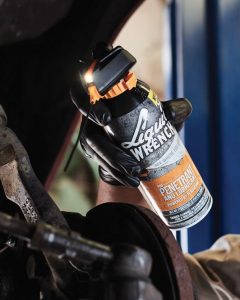 LIQUID WRENCH Pro Penetrant and Lubricant features a built-in LED light, enabling users to see where they spray and improving accuracy in low-light areas.