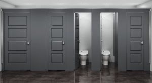 Aria Partitions increase restroom privacy and offers a variety of design options.