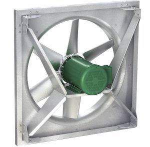 The Model AER direct drive sidewall propeller fan features a cast aluminum propeller and an aerodynamic drive frame that helps maximize efficiency.