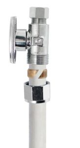 No Crimp PEX Valves are push on quarter turn valves with a compression sleeve for the connection.