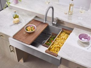 Dart Canyon is a farmhouse sink that allows tasks to be completed while seated.