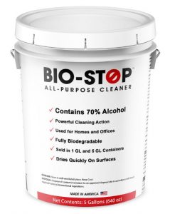 Bio-Stop meets CDC recommendations as one of the ways to clean because the cleaner contains at least 70 percent alcohol to disinfect commercial and residential spaces.